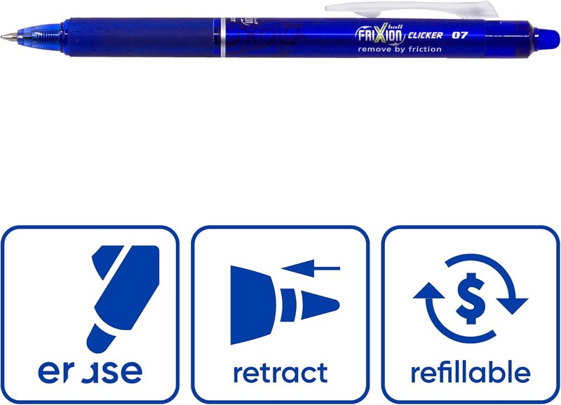 PILOT قلم بايلوت فريكسون كليكر القابل للسحب والقابل للمسح 0.7 مم، أزرق، قلم واحد - عبوة من 05 - Image 2